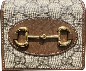 Gucci Beige Brown Leather Pvc Wallet (Bi-Fold) (Pre-Owned)