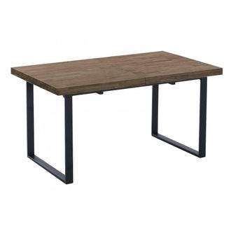 Mathi Design Mesa de comedor extensible de madera de roble y metal negro