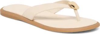 Dolce Vita Jaina Embellished Flip Flop in Bone Leather at Nordstrom, Size 9.5
