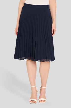 Tahari by ASL Pleated Chiffon Skirt in New Navy at Nordstrom, Size 10
