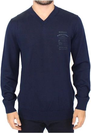Ermanno Scervino Wollen V-hals Pullover Trui - Heren - V-hals truien - Blauw - M - Wol - Truien & Vesten