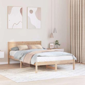 vidaXL Vidaxl - Estructura De Cama Marr&oacute;n 135 X 190 Cm Madera Maciza De Pino