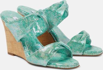 Aquazzura Twist metallic leather wedge mules