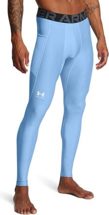 Under Armour Mens HeatGear Leggings, (475) Carolina Blue/White/White, X-Large