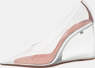 Amina Muaddi Transparent Pvc Ane Wedge Pumps