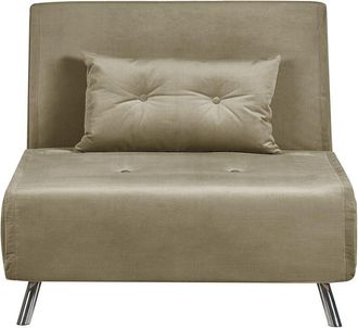 Beliani Beliani - Sof&aacute; Cama Moderno De Terciopelo De 1 Plaza Con Coj&iacute;n Verde Oliva Farris
