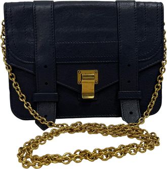 Proenza Schouler Pre-owned Womens PS1 Wallet on Chain Bag in Navy Blue Leather - One Size