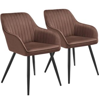 TecTake Dining Chair Marilyn Set Of 2 - Brown/Black in Brown | Size: 2 Pack