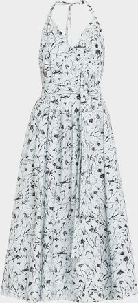Proenza Schouler Ellison Printed Poplin Halter Dress