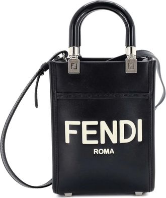 Fendi Sunshine Shopper Tote Leather Mini crossbody bag - Zwart