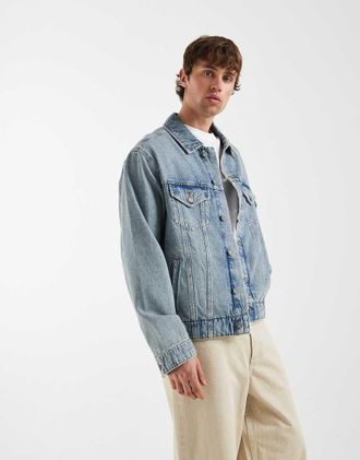 Asos Circular Design Collection - Giacca trucker di jeans lavaggio blu vintage in coordinato