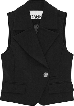 Ganni Waistcoats, female, Black, XL, Black Bonded Crepe Vest