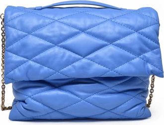Gava Milano Light Blue Leather Matelass&eacute; Shoulder Bag