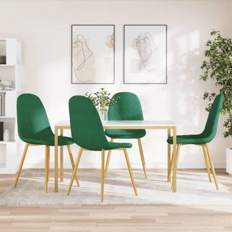 vidaXL Vidaxl - Sillas De Comedor 4 Unidades Terciopelo Verde Oscuro