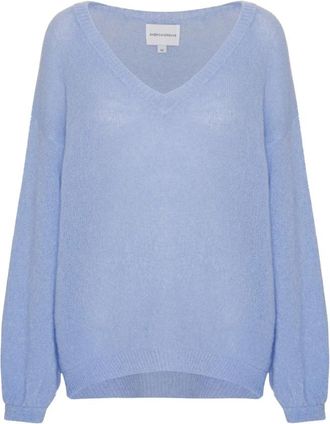 Americandreams Silja V-neck Pullover - Dames - V-hals truien - Blauw - L - Wol - Truien & Vesten