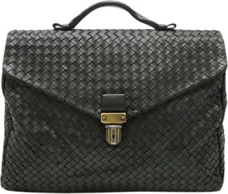 Bottega Veneta Pre-owned Intrecciato Leren Aktetas - Dames - Vintage Handtas - Zwart - ONE Size - Leer - Vintage