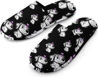 Generic Dog Lover Mens Cotton Slippers Memory Foam Comfort House Shoes Winter Indoor Slipper for Hotel Casa Spa