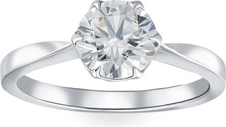 Pompeii3 1 1/2Ct Solitaire Lab Grown Round Diamond Engagement Ring 14k Gold & Platinum