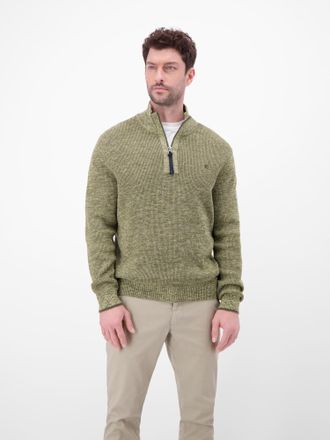 Lerros Strickpullover LERROS Herren Troyer in Twist-Struktur, Herren, Gr. S, nordic olive, 100% Baumwolle, ohne Ausschnitt, Pullover Strickpullover