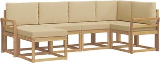 vidaXL Conjunto De Sof&aacute;s De Exterior 6 Uds. Y Beige Poli&eacute;ster Vidaxl