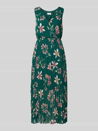 Apricot Midikleid mit Plisseefalten und V-Ausschnitt in Gruen, Gr&ouml;&szlig;e XXL