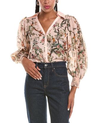 Alice & Olivia Alice + Olivia Charis Button Silk-Blend Blouse