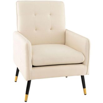 Costway Modern Upholstered Sofa Chair Linen Fabric Accent Armchair Leisure Lounge Chair