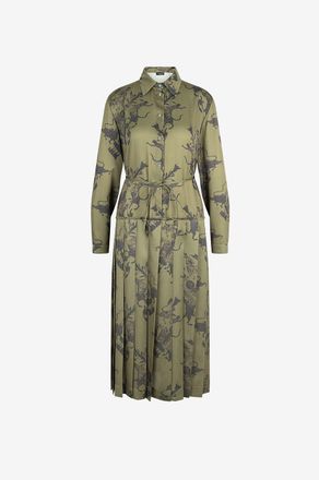 Fabiana Filippi Plissiertes Midi-Hemdkleid mit Print Fabula Vitae