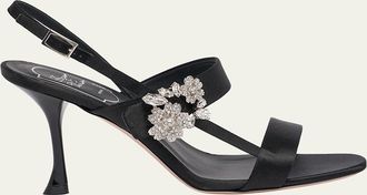 Roger Vivier 85mm Mini Bouquet Satin Slingback Sandals