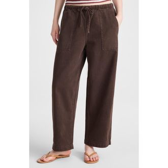 Madewell Pull-On Barrel Leg Airy Denim Utility Pants in Dark Brown at Nordstrom, Size X-Large