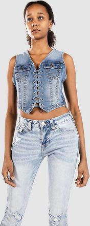 True Religion Lace Up Denim Tank Top blau