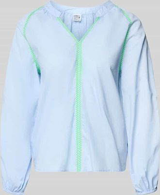 Emily van den Bergh Blusenshirt mit Tunikakragen in Hellblau, Gr&ouml;&szlig;e 36