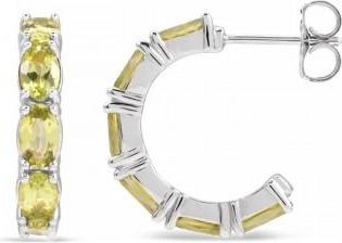 Allurez Oval Peridot Hoop Earrings in Sterling Silver (3.32ct)