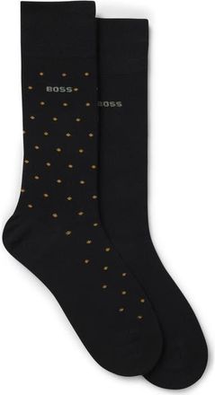 BOSS Assorted 2-Pack Dot & Solid Dress Socks in Black at Nordstrom, Size 7-13