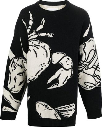 Jil Sander intarsia-knit jumper - men - Wool - 44 - Black
