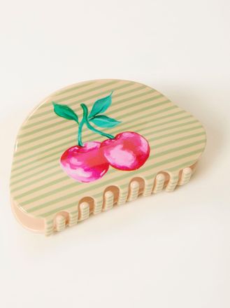 Fat Face FatFace Green Stripe Cherry Claw Clip