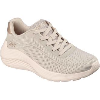 Skechers Bobs Squad Waves Current Look Textile Womens Off White Trainers - Size UK 8
