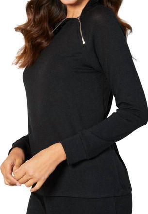 French Kyss Zip Neck Top In Black