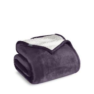 Bare Home Reversible Plush Fleece Blanket in Eggplant at Nordstrom, Size Twin