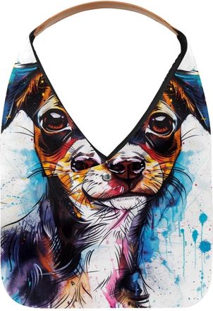 Generic Graffiti Puppy Watercolor Dog (8) Reusable Lightweight Grocery Bags - Foldable Into Compact Pouch, Washable & Sturdy, Multipurpose for Shopping and Tr