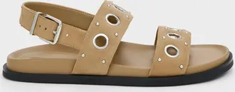 Charles & Keith Faux Suede Grommet Slingback Sandals