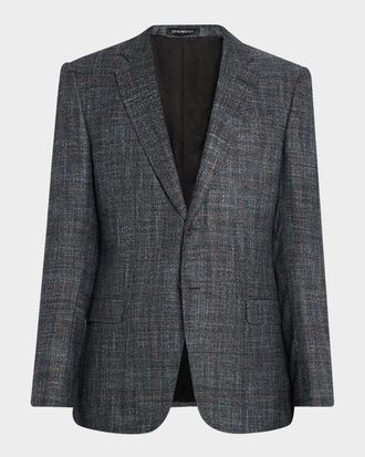 Emporio Armani Men & apos;s G Line Blurred Plaid Wool Sports Jacket