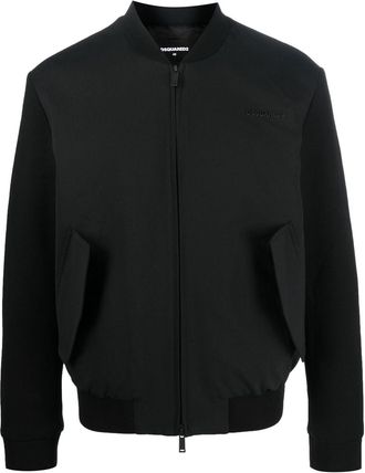 Dsquared2 flap pockets bomber jacket - men - Spandex/Elastane/Polyurethane/Virgin Wool/Viscose/Polyester - 46 - Black