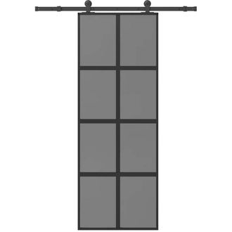 vidaXL Puerta Corredera Set Herrajes Vidrio Templado Aluminio 76x205cm Vidaxl