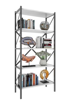ebuy24 Ebuy24 - Vcm Madera Metal Almacenamiento Estante Estante Decoraci&oacute;n Libros Estante Estante Insasi 5 (blanco)