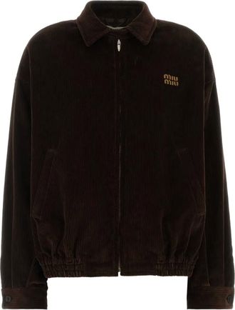 Miu Miu Ribfluwelen bomberjack - Bruin