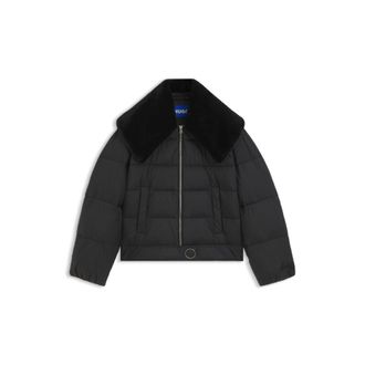 HUGO BOSS Water-repellent puffer jacket with detachable faux-fur collar