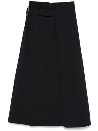 STUDIO NICHOLSON belted skirt - women - Polyester/Virgin Wool - 10 - Blue