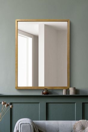 MirrorOutlet Solid Oak Framed Overmantle Wall Mirror 40 X 31 (102CM X 80CM) in Beige | Size: 1 Pack