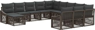 vidaXL Conjunto De Sof&aacute;s De Jard&iacute;n 12 Uds. Gris Rat&aacute;n Sint&eacute;tico Vidaxl